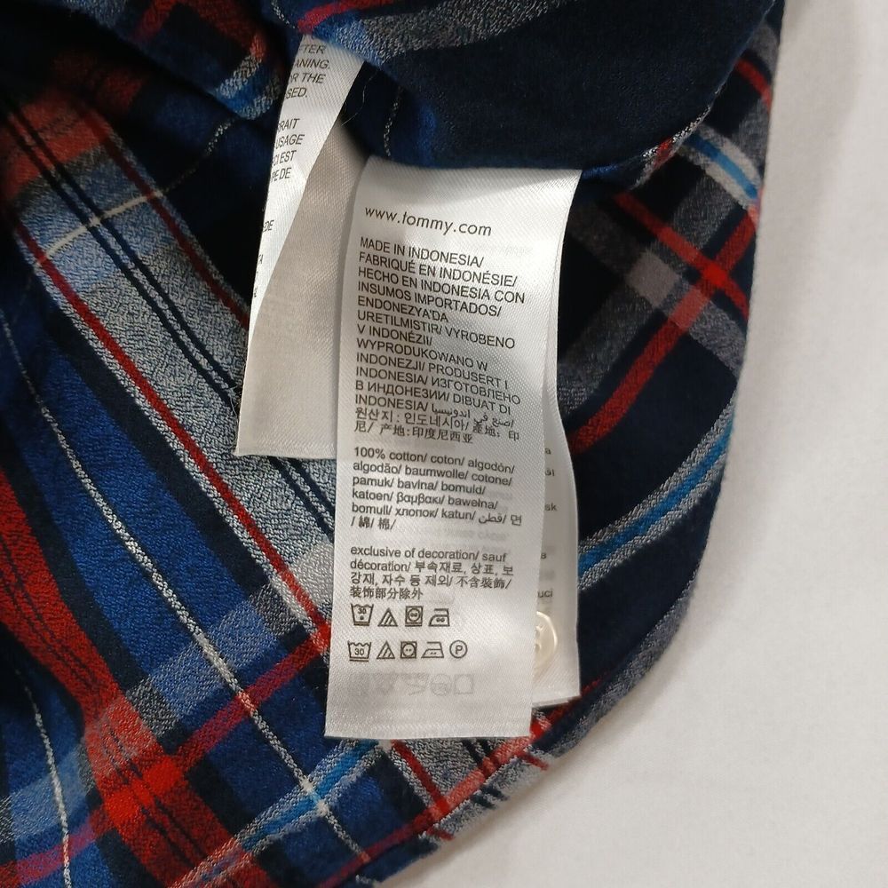 Tommy Hilfiger Shirt Mens Small Deep Indigo Gradient Check Regular-Fit $89 - Picture 6 of 8
